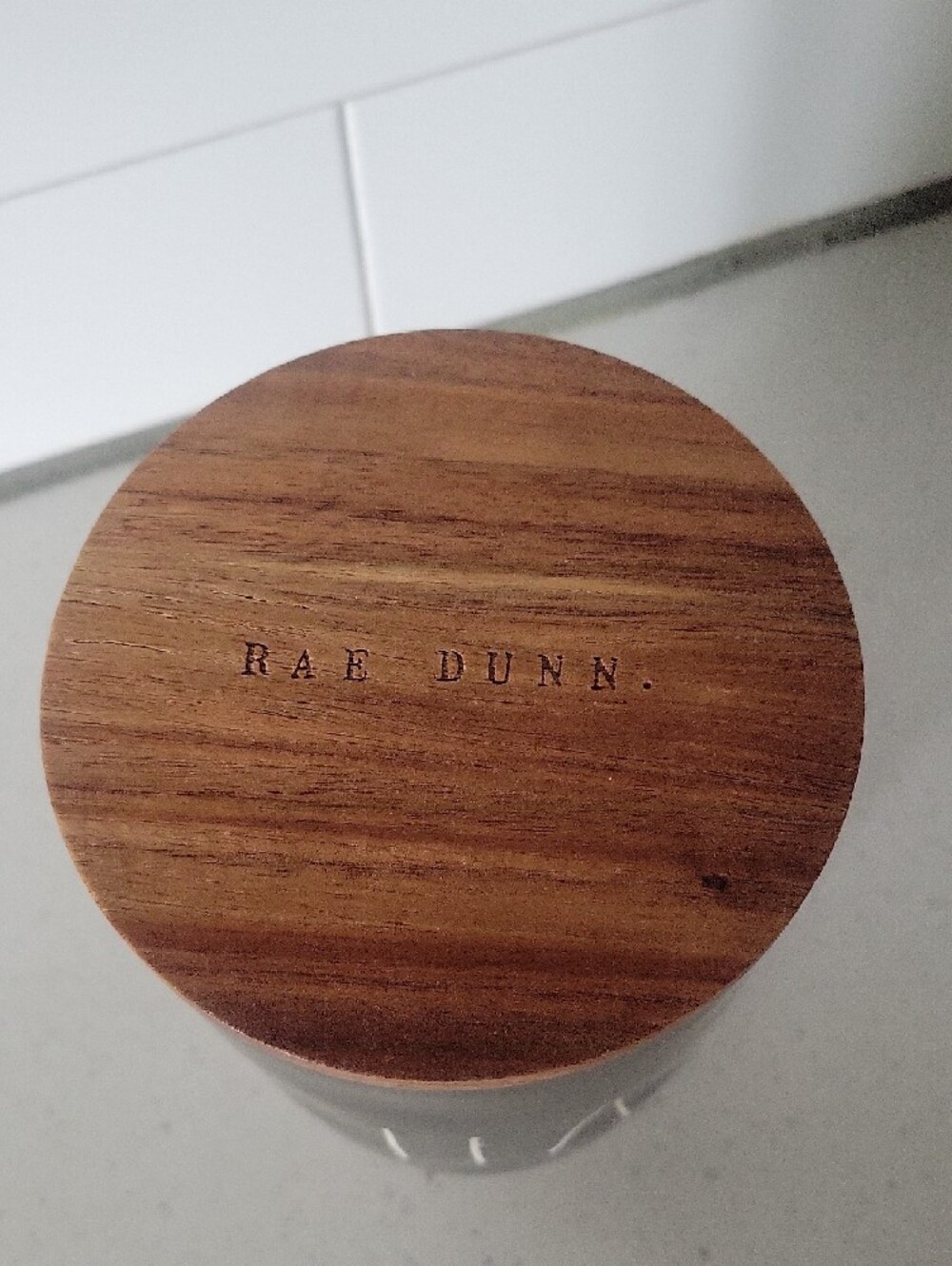 Rae Dunn Matte Black Tea Canister with Wood Lid - Picture 2 of 3